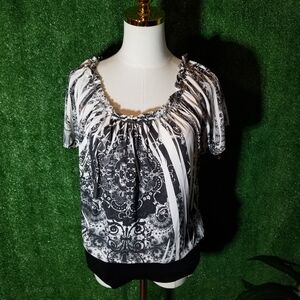 Body Central Monochrome Patterned Blouse